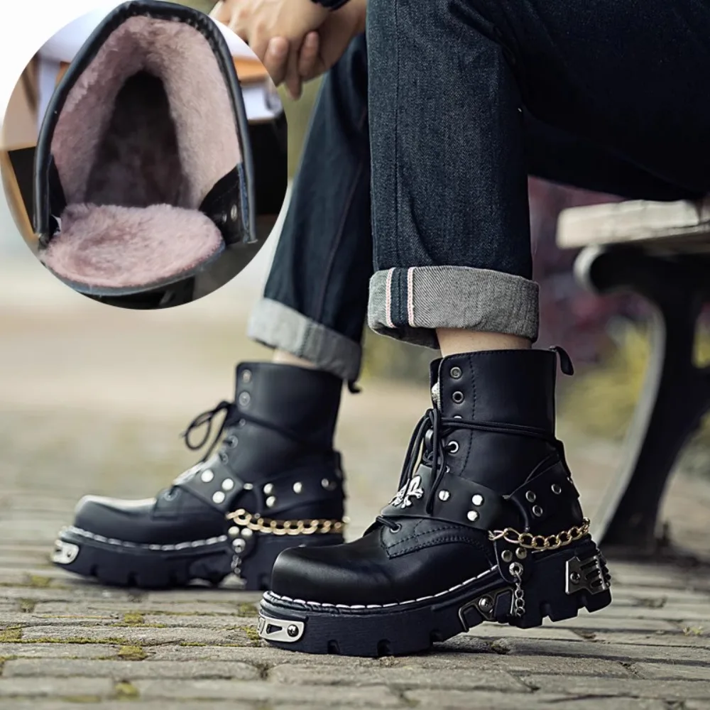 Motorcycle Chain - Bottes de moto en cuir véritable