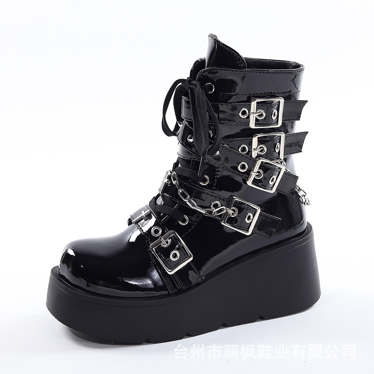 Bottines Punk en cuir verni av - Motorcycle Chain avis et prix